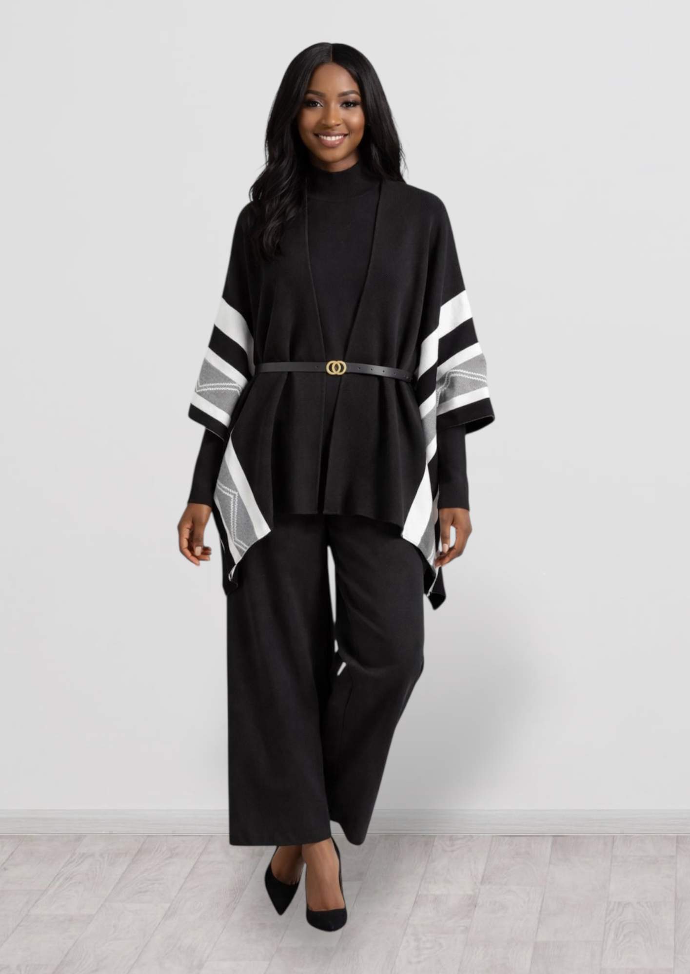 CRZ Elegant 3-Piece Knit Wear Set With Belt 2884