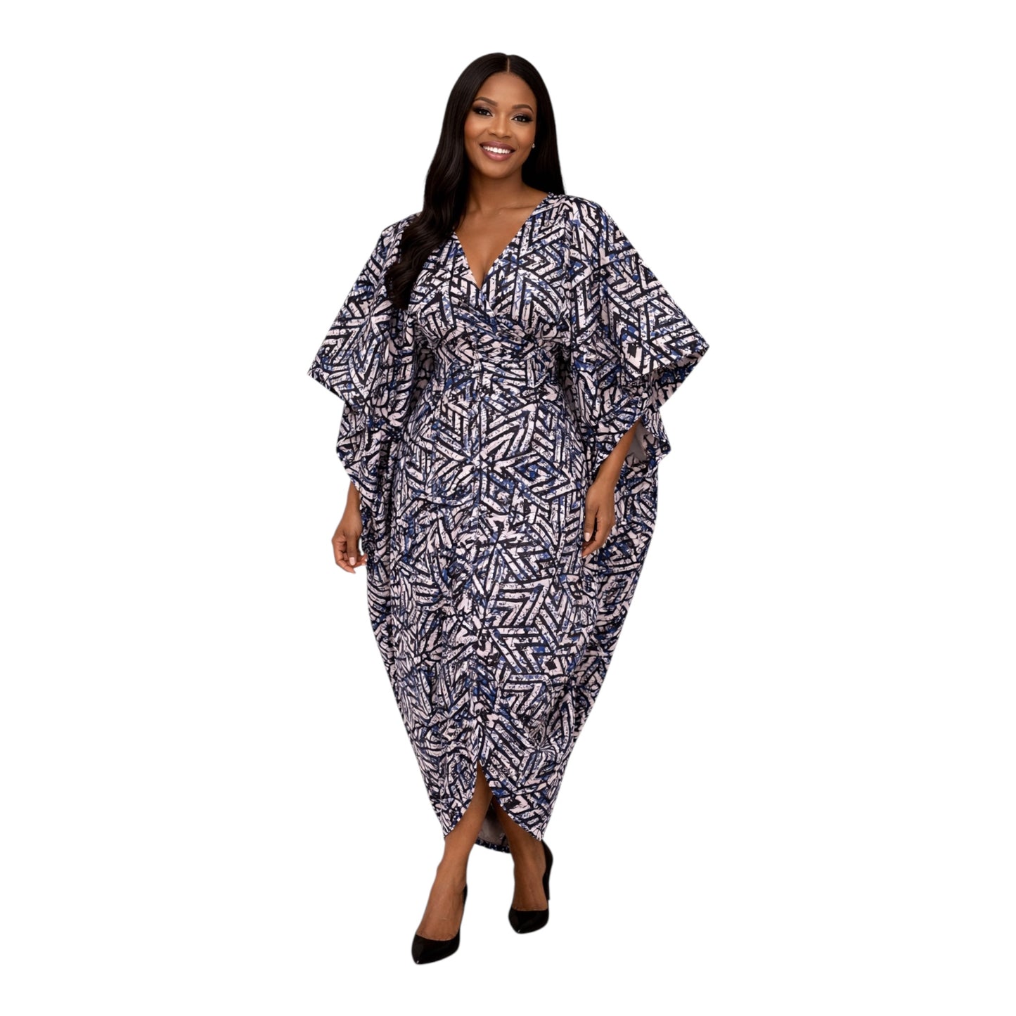 CRZ Luxe Ankara Dress With Front Ruching