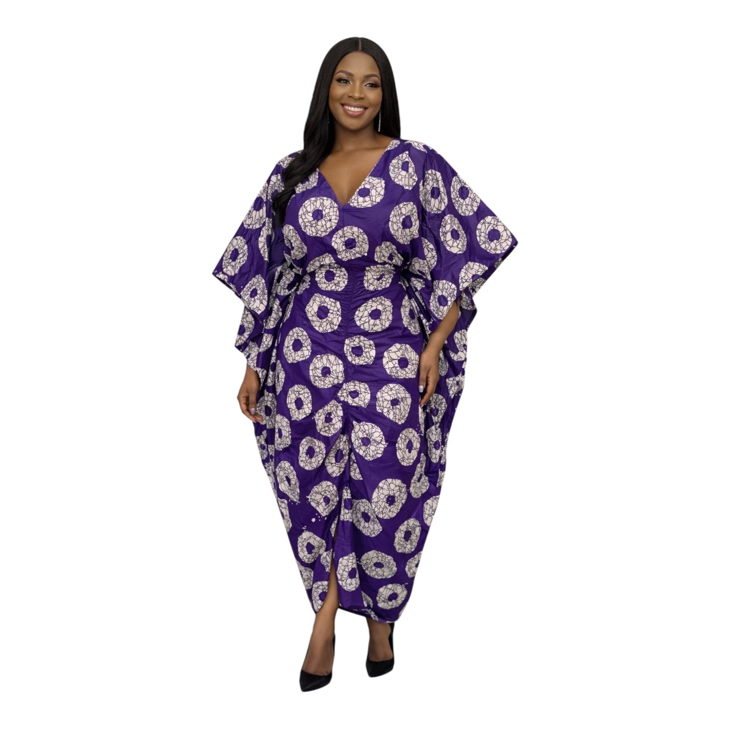 CRZ Luxe Ankara Dress With Front Ruching