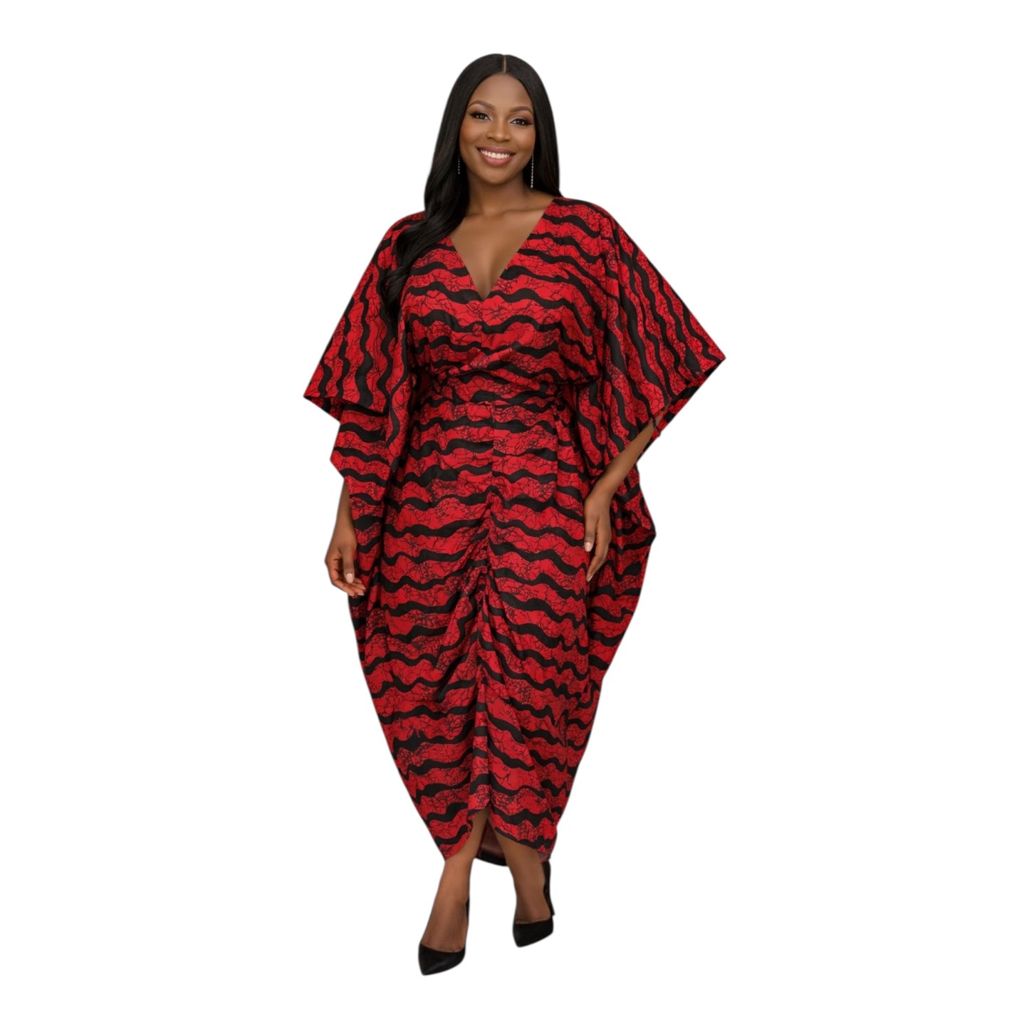 CRZ Luxe Ankara Dress With Front Ruching