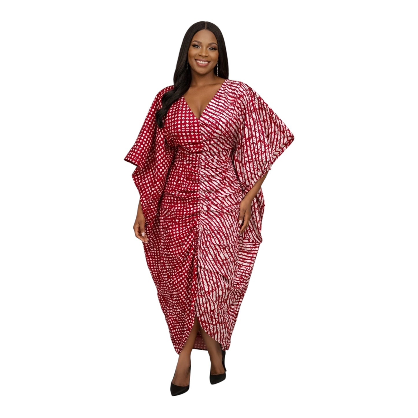 CRZ Luxe Ankara Dress With Front Ruching