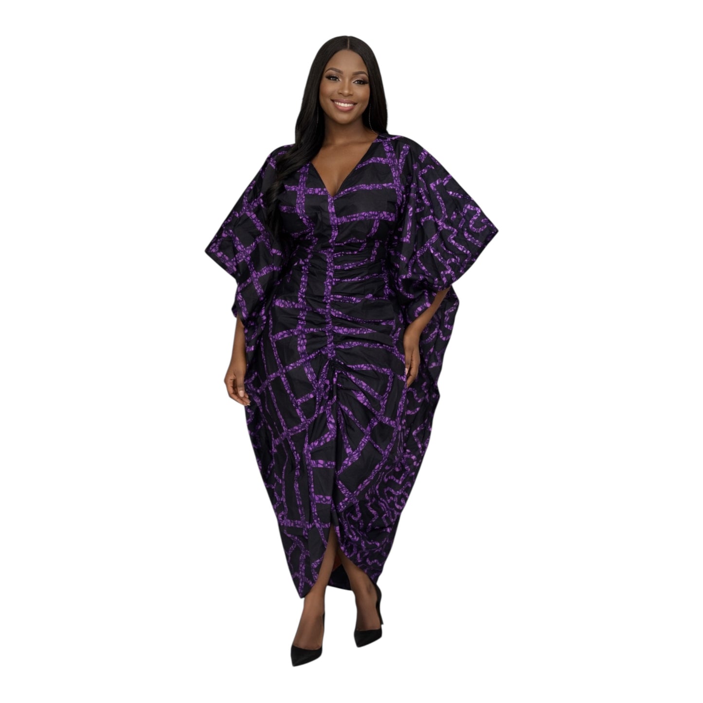 CRZ Luxe Ankara Dress With Front Ruching