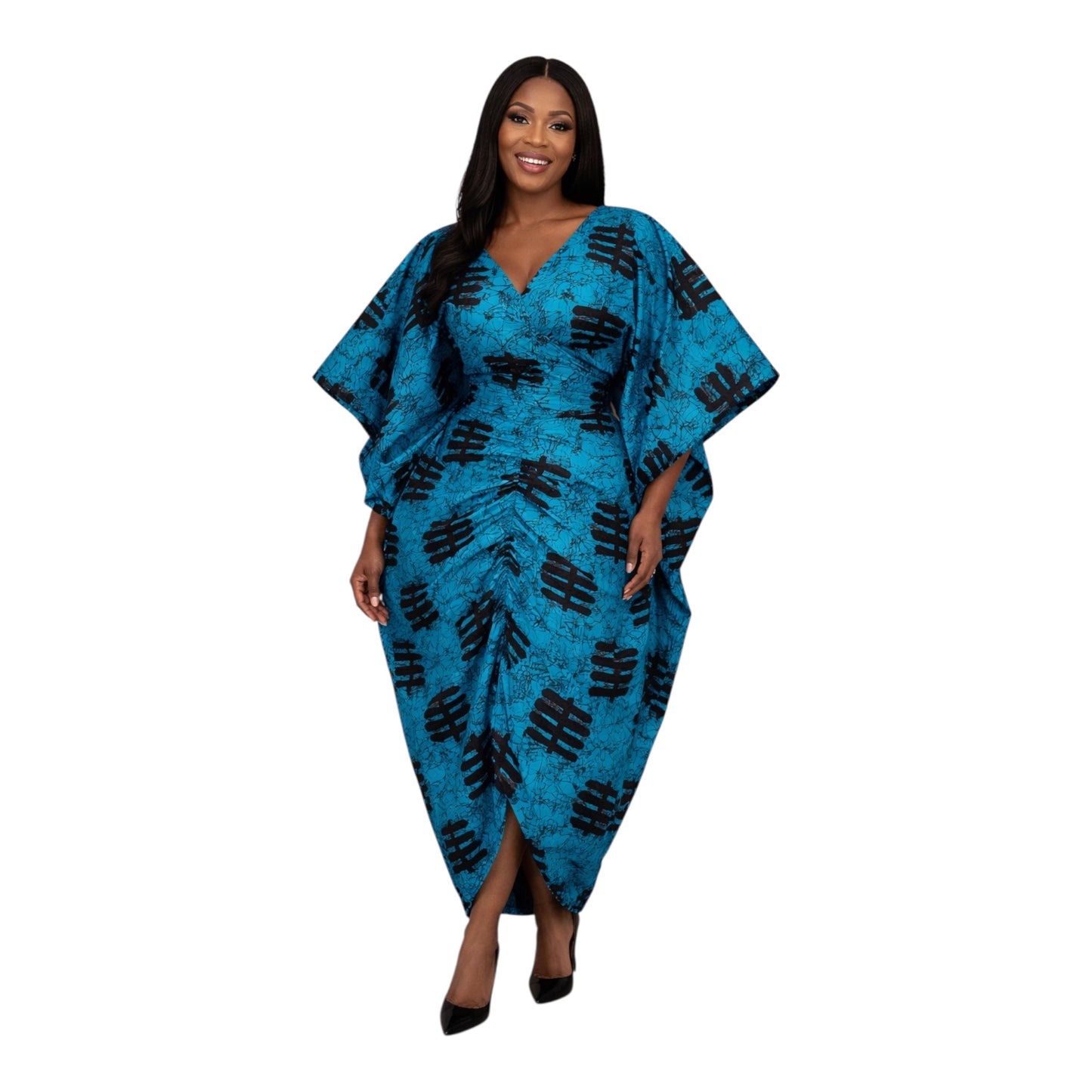 CRZ Luxe Ankara Dress With Front Ruching
