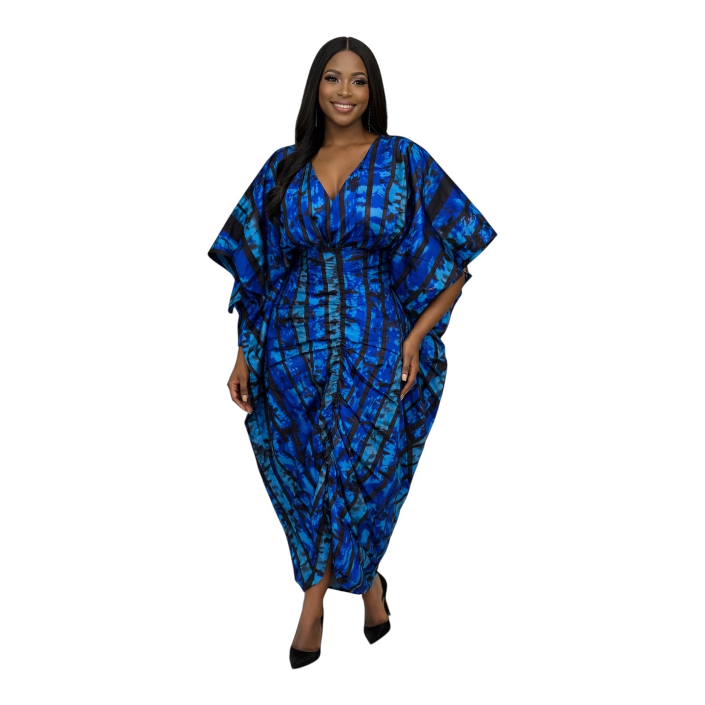 CRZ Luxe Ankara Dress With Front Ruching