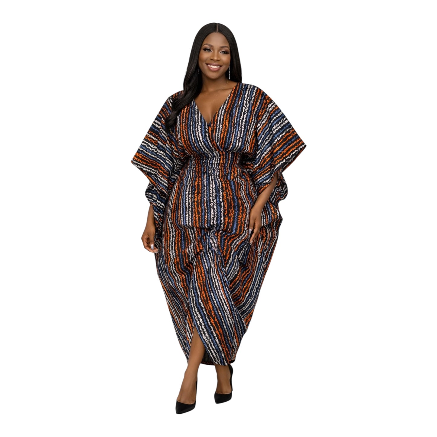 CRZ Luxe Ankara Dress With Front Ruching