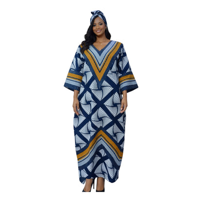 CRZ Ankara and Aso Oke Dress Embellished With Rhinestones