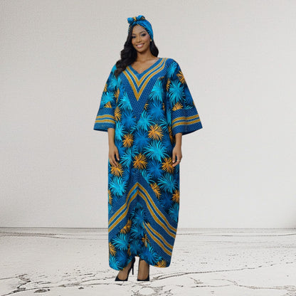 CRZ Ankara and Aso Oke Dress Embellished With Rhinestones