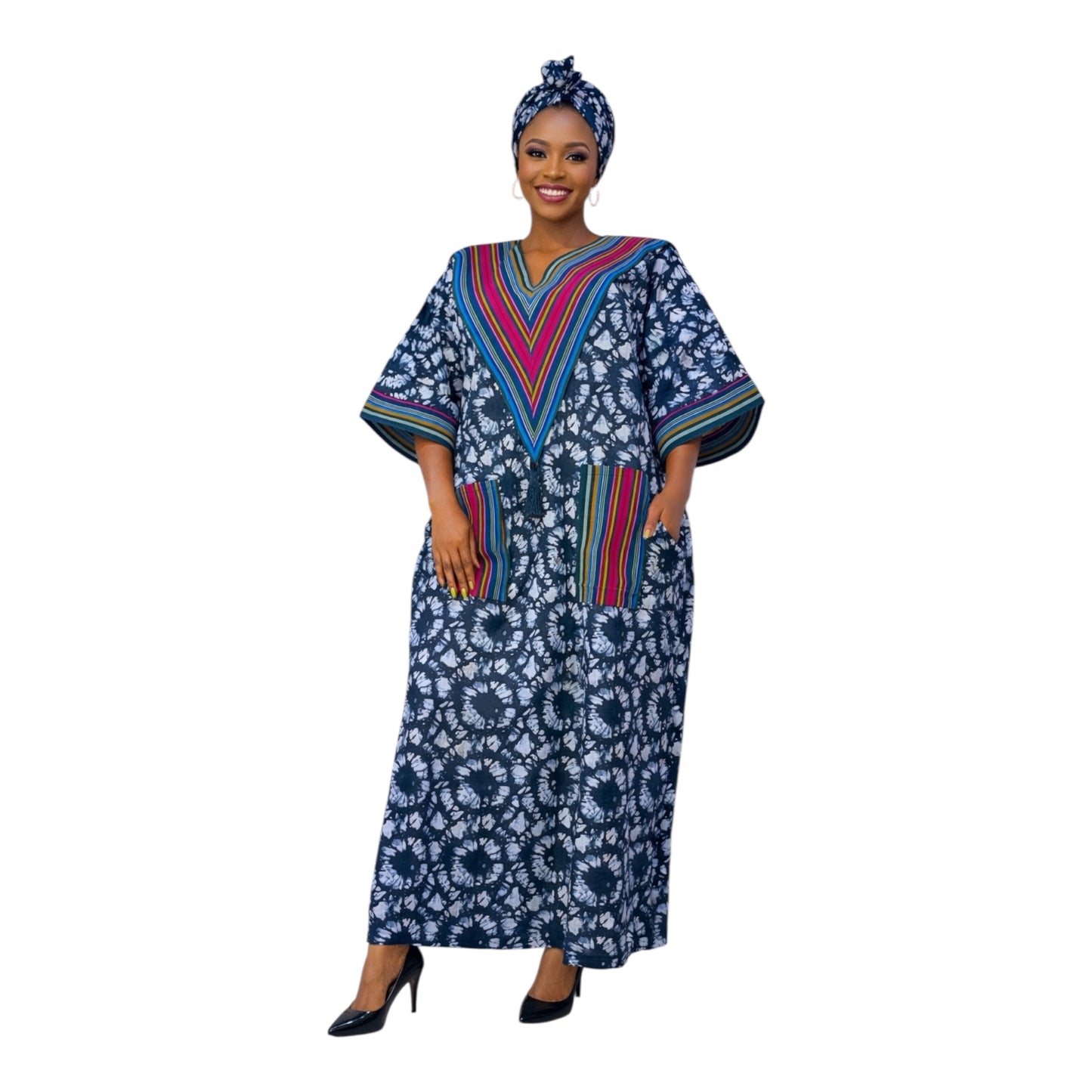 CRZ Ankara Maxi Boubou With Aso Oke Design