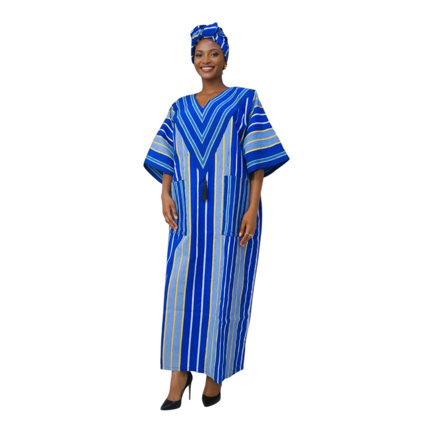 CRZ Ankara Maxi Boubou With Aso Oke Design
