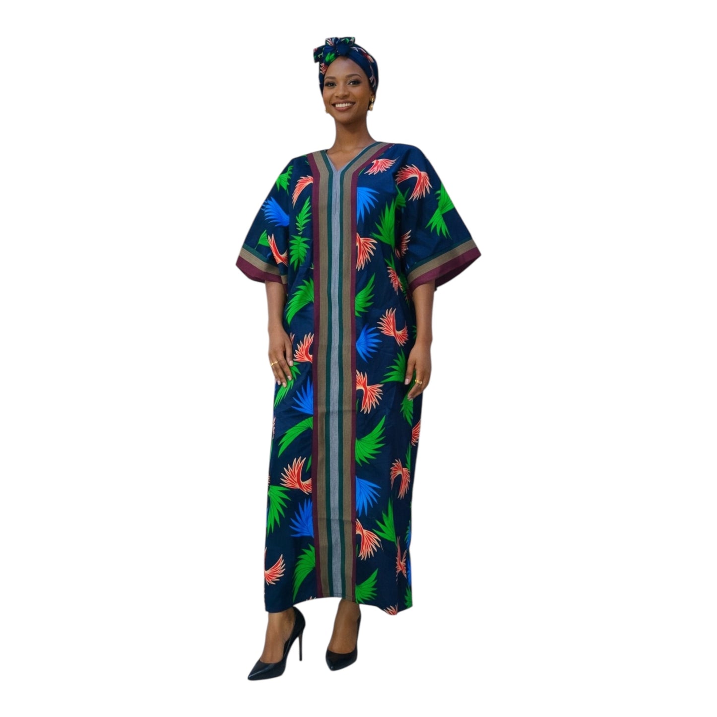 CRZ Elegant Ankara Long Dress Embellished With Rhinestones