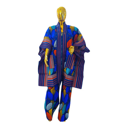 CRZ Royal Apparel Ankara Kimono Jacket and Pant Set With Zipper