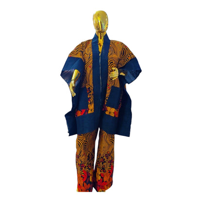 CRZ Royal Apparel Ankara Kimono Jacket and Pant Set With Zipper
