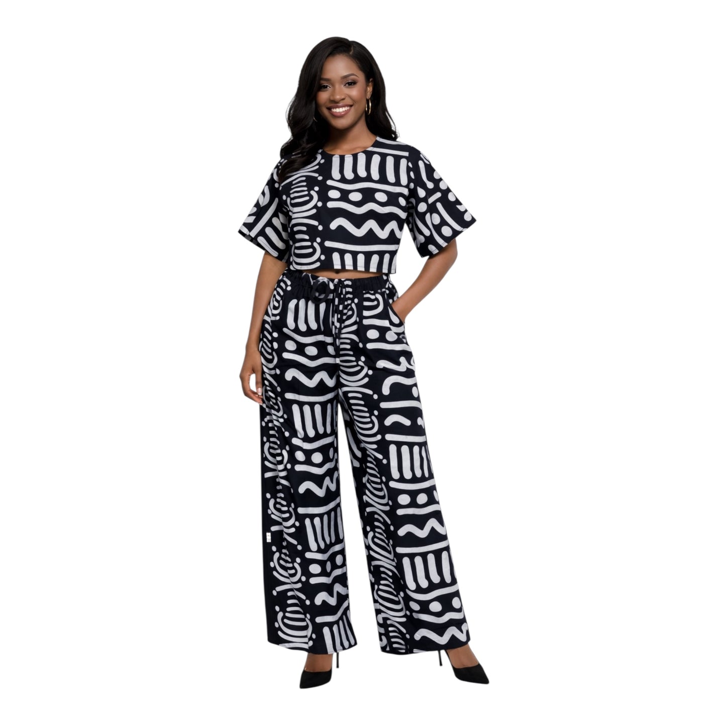 CRZ Ankara Crop Top With Palazzo Pant Trouser