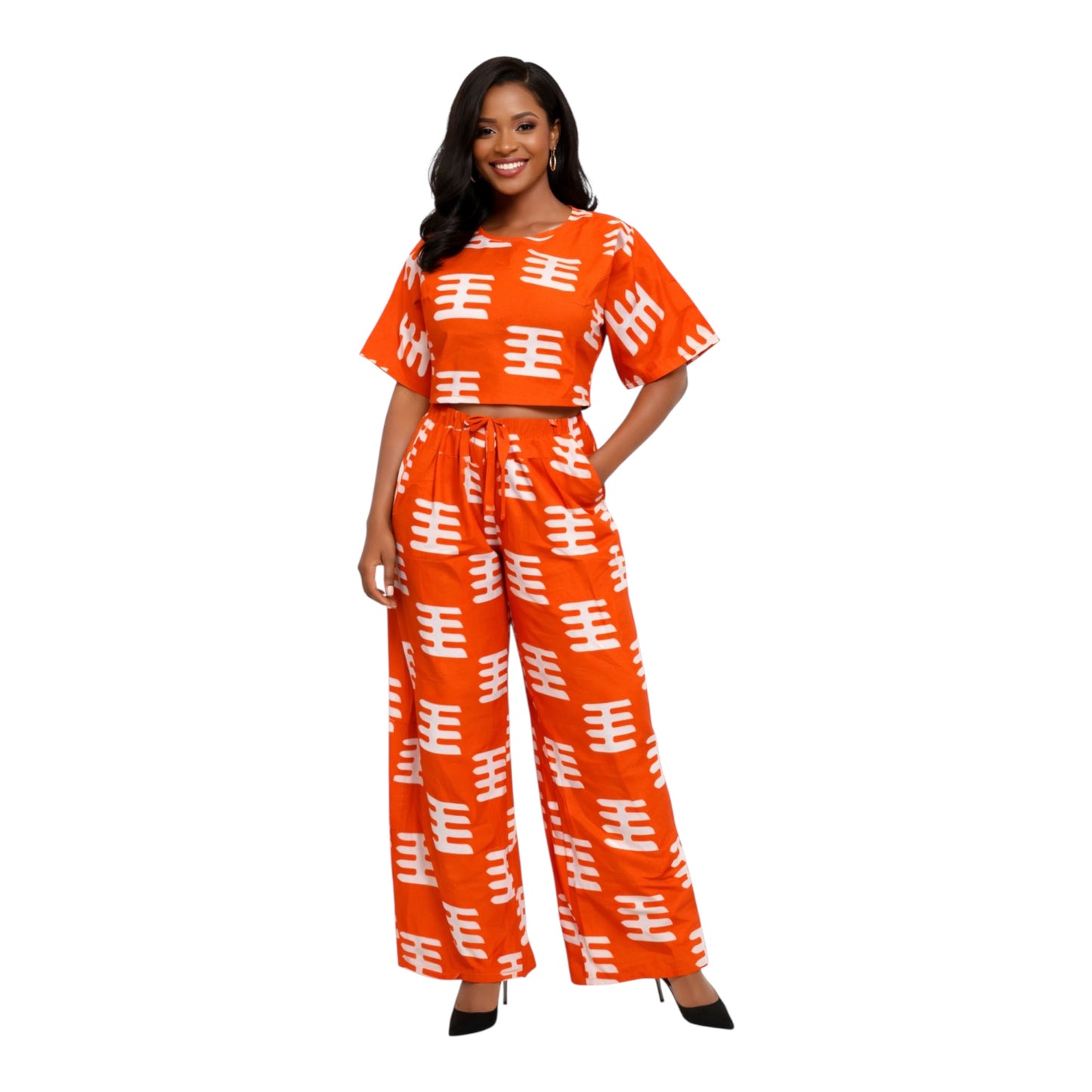 CRZ Ankara Crop Top With Palazzo Pant Trouser