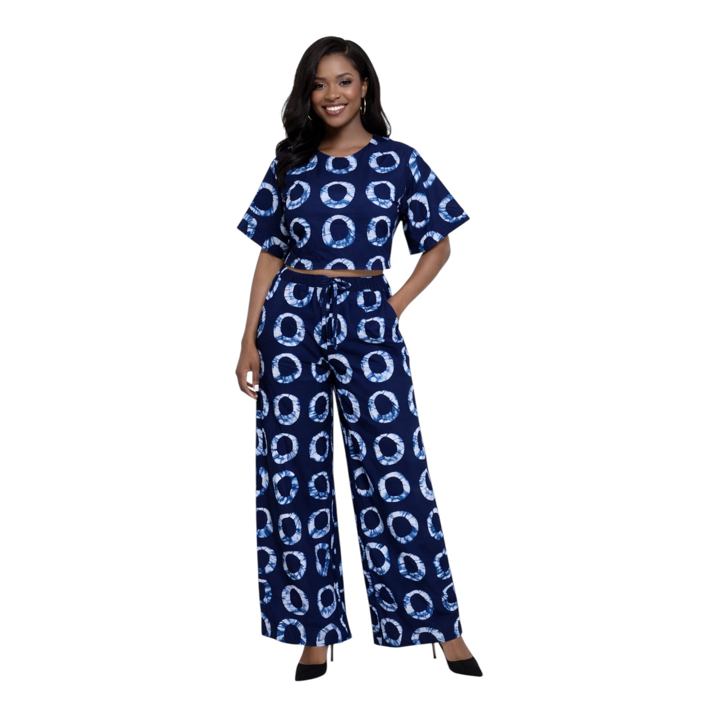 CRZ Ankara Crop Top With Palazzo Pant Trouser