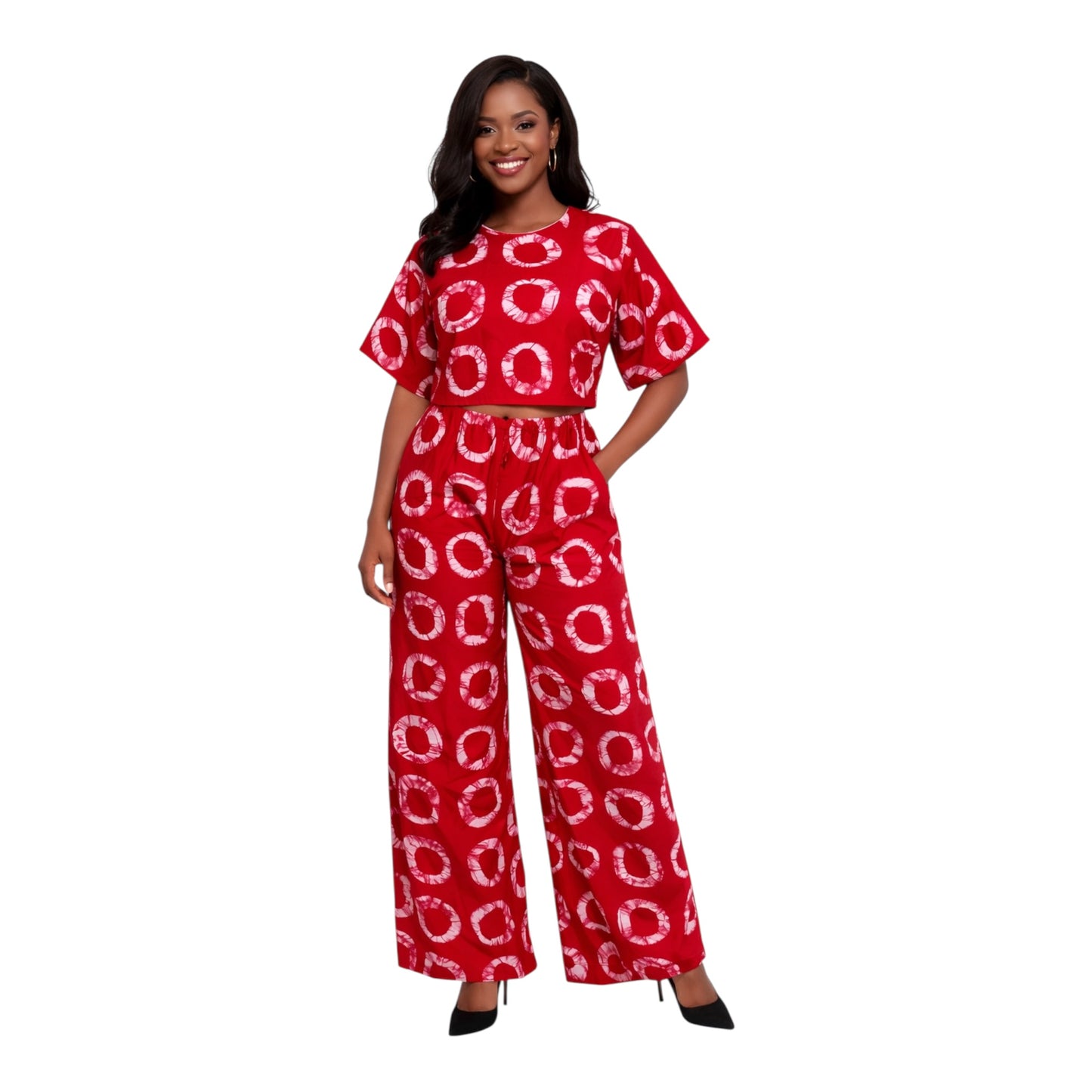 CRZ Ankara Crop Top With Palazzo Pant Trouser