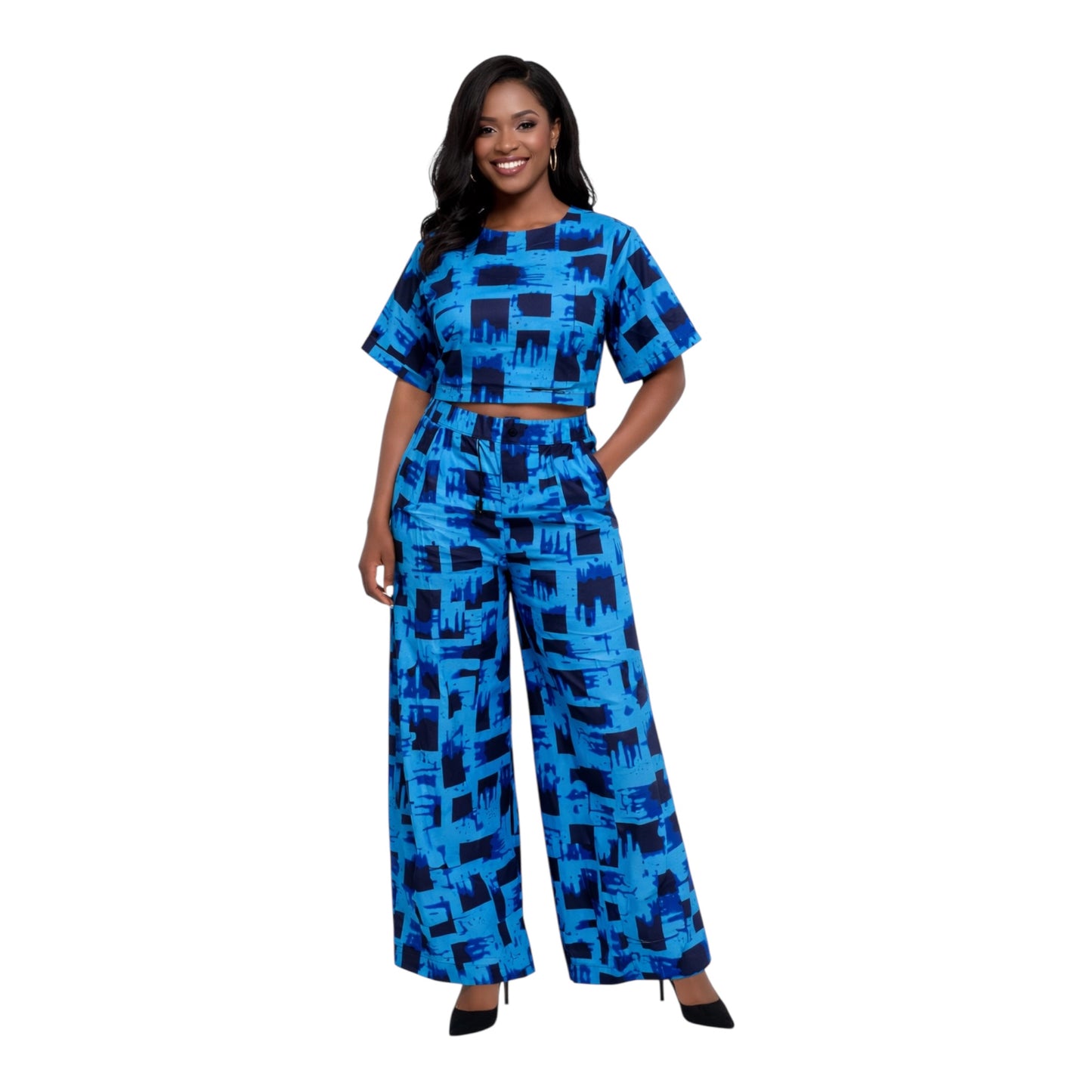 CRZ Ankara Crop Top With Palazzo Pant Trouser