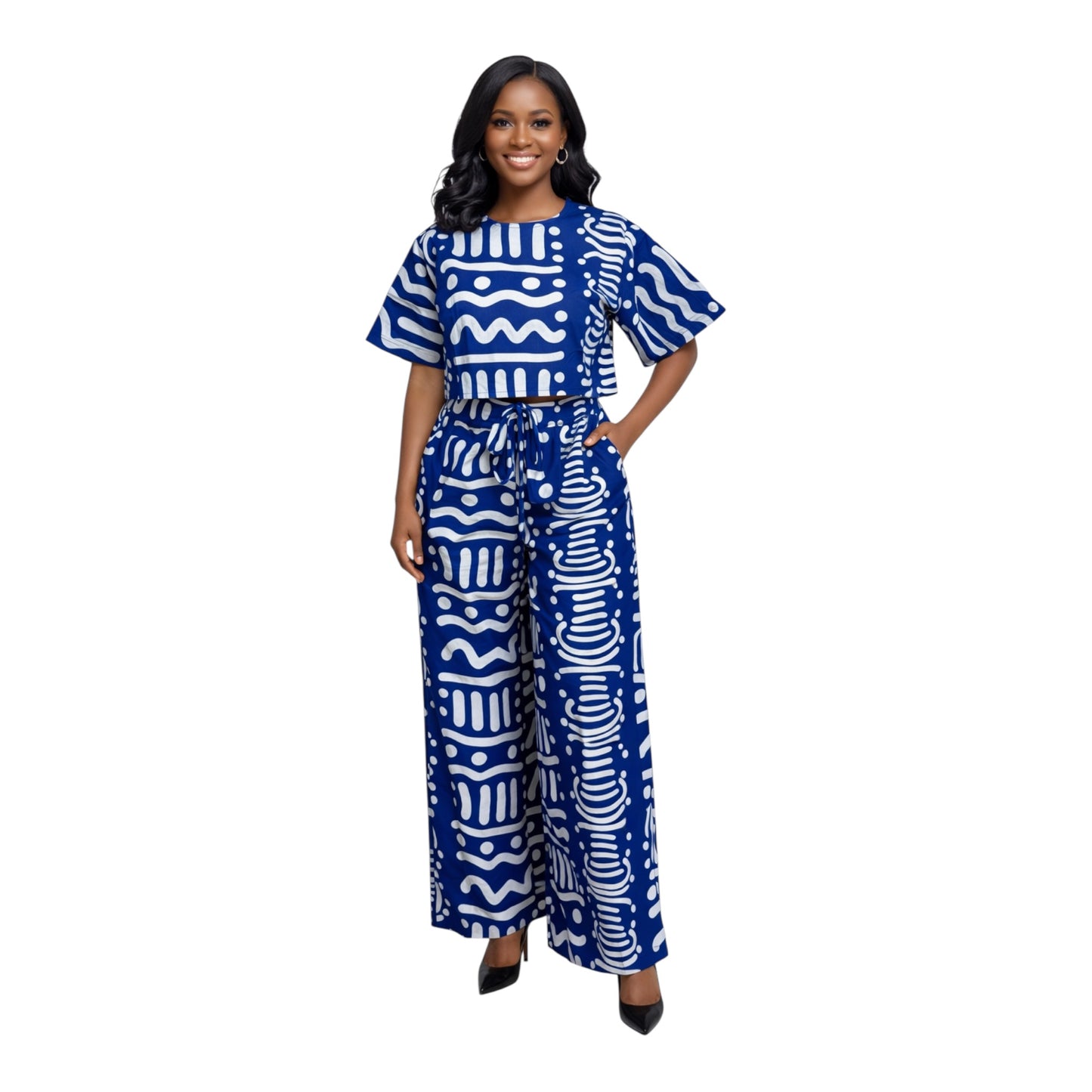 CRZ Ankara Crop Top With Palazzo Pant Trouser