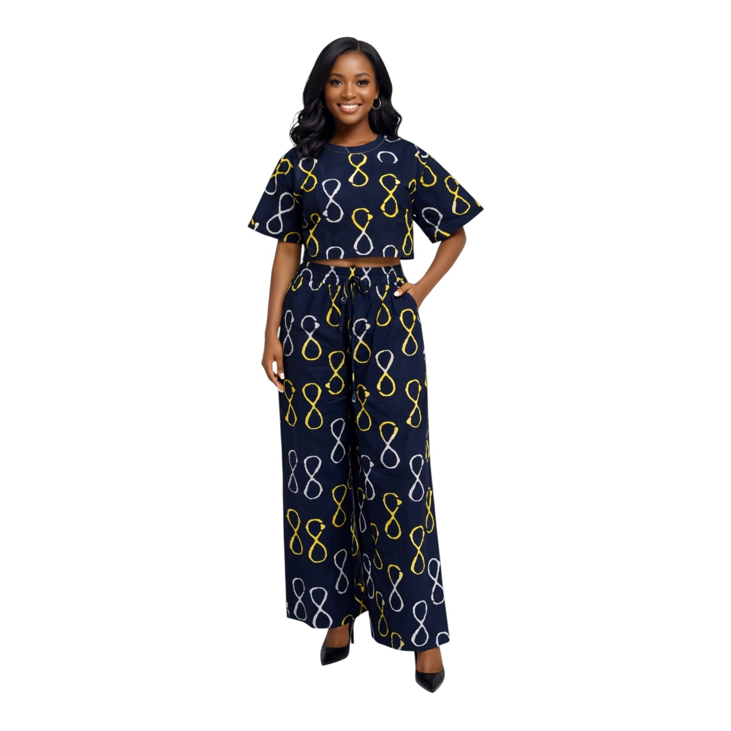 CRZ Ankara Crop Top With Palazzo Pant Trouser