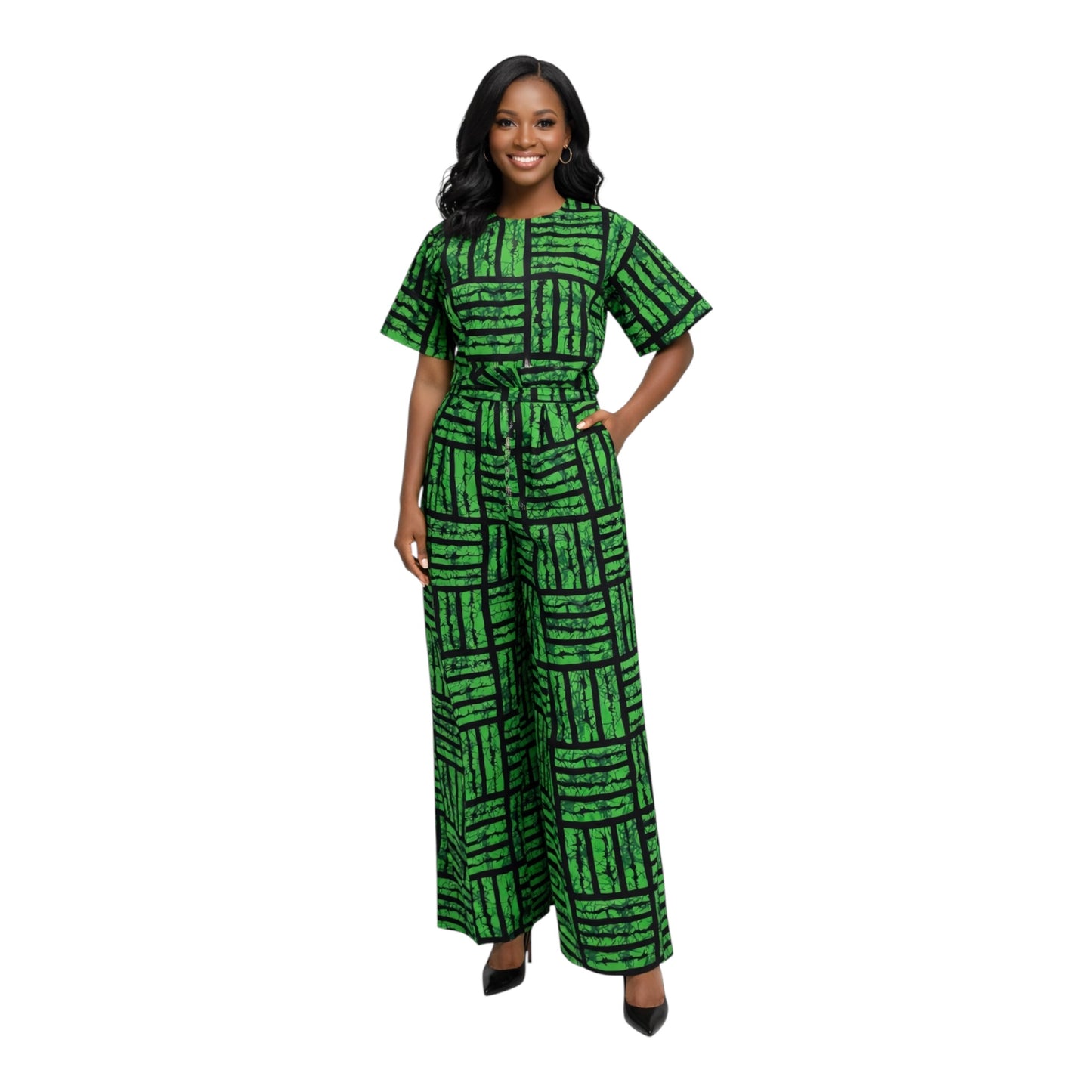 CRZ Ankara Crop Top With Palazzo Pant Trouser