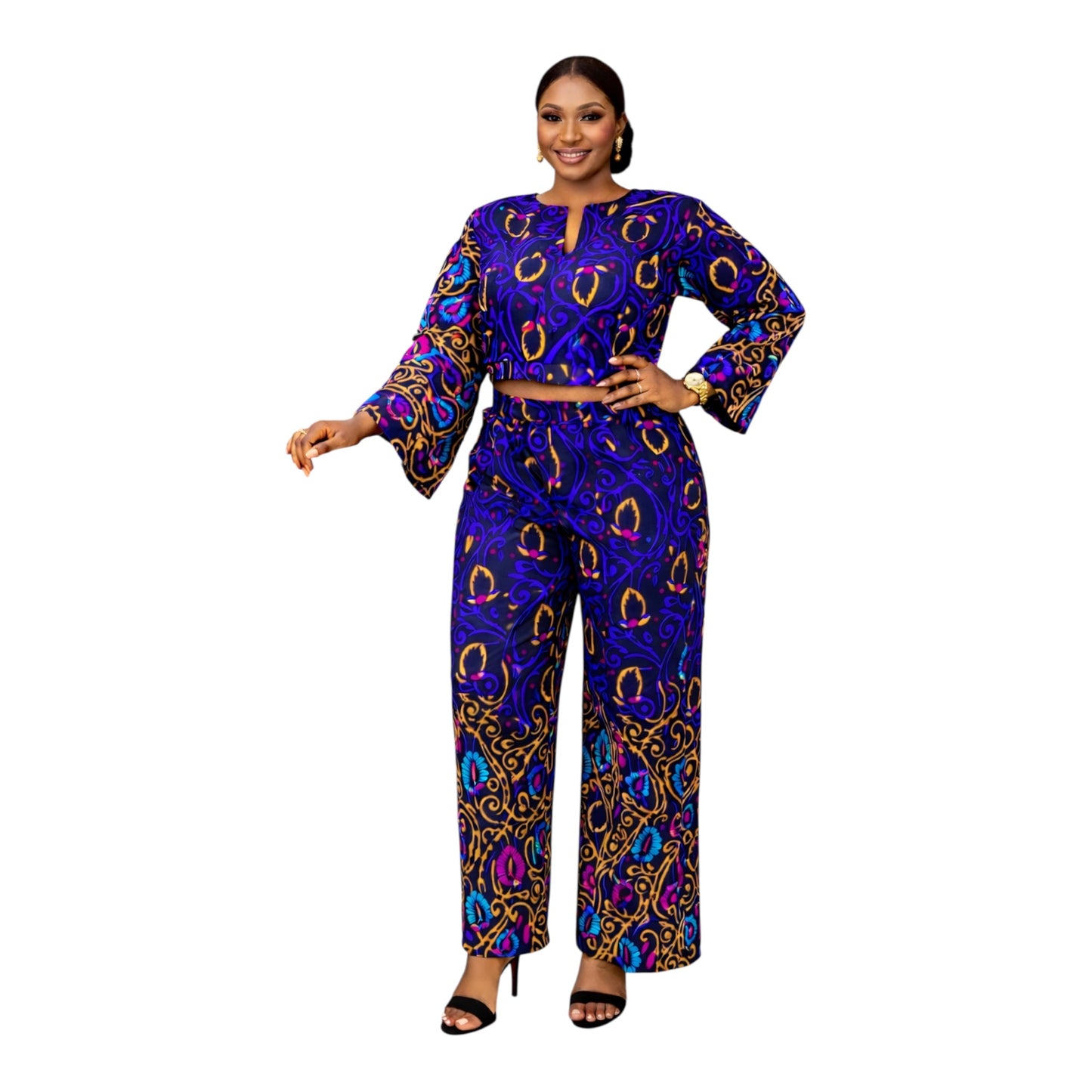 CRZ Long Sleeve Crop Top and Pant Trouser