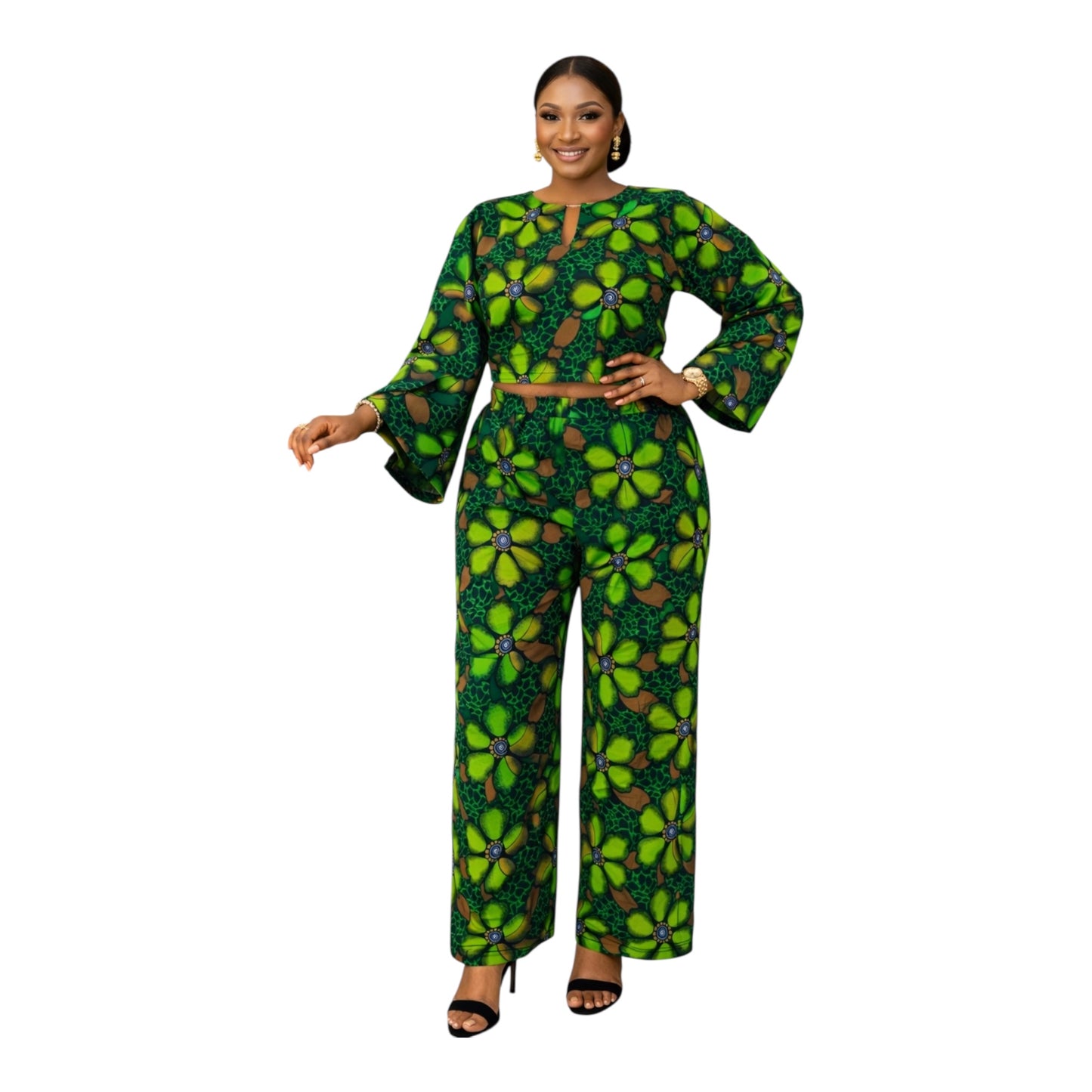 CRZ Long Sleeve Crop Top and Pant Trouser