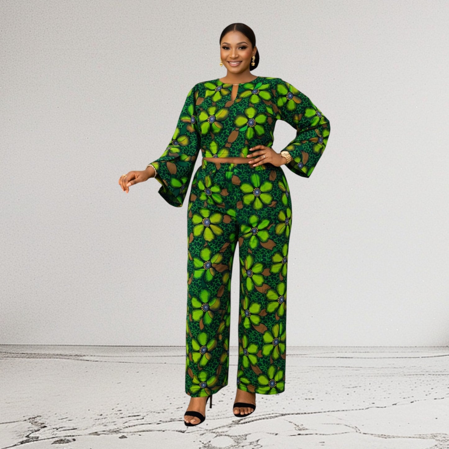 CRZ Long Sleeve Crop Top and Pant Trouser