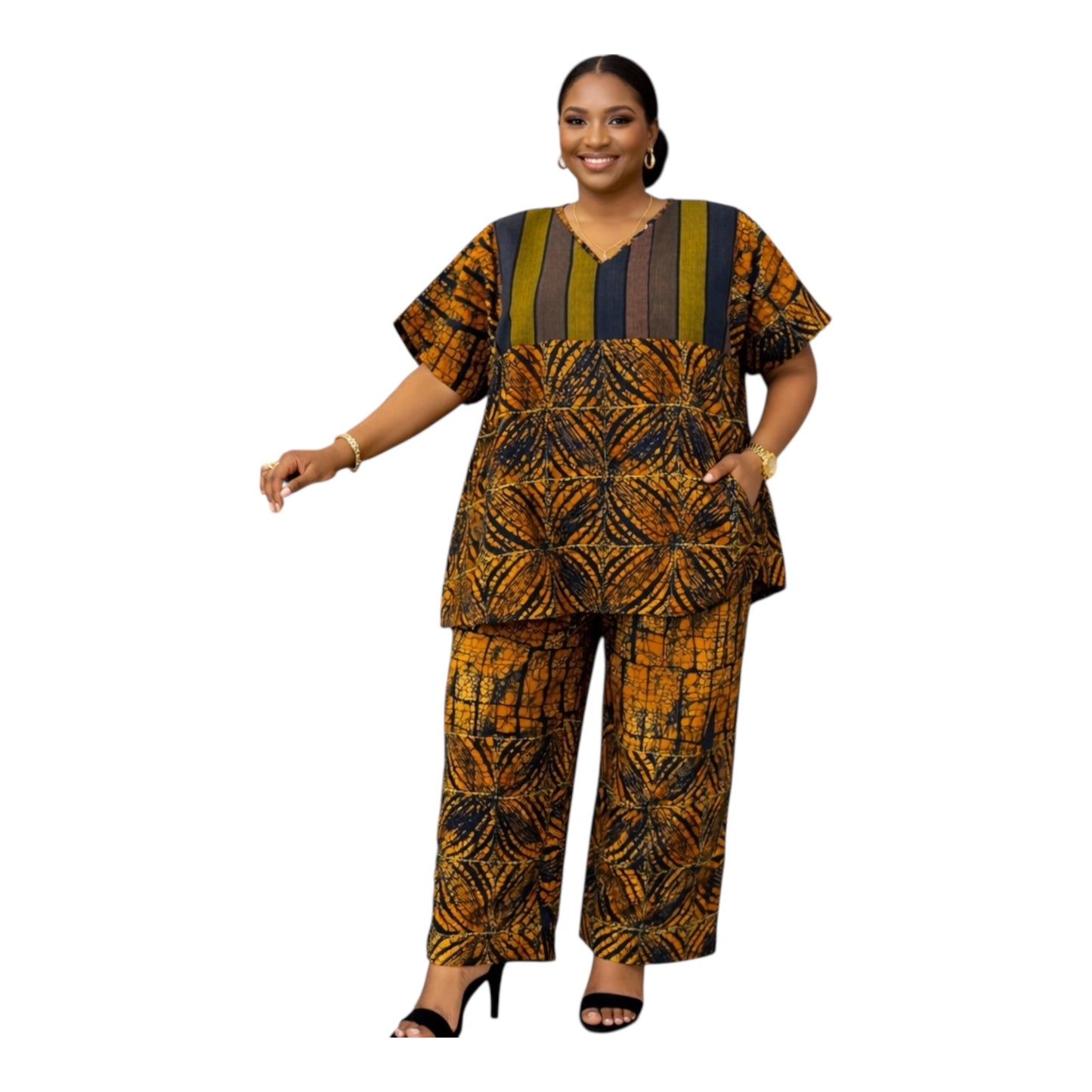 CRZ Corset Top and Pant Designed With Aso Oke