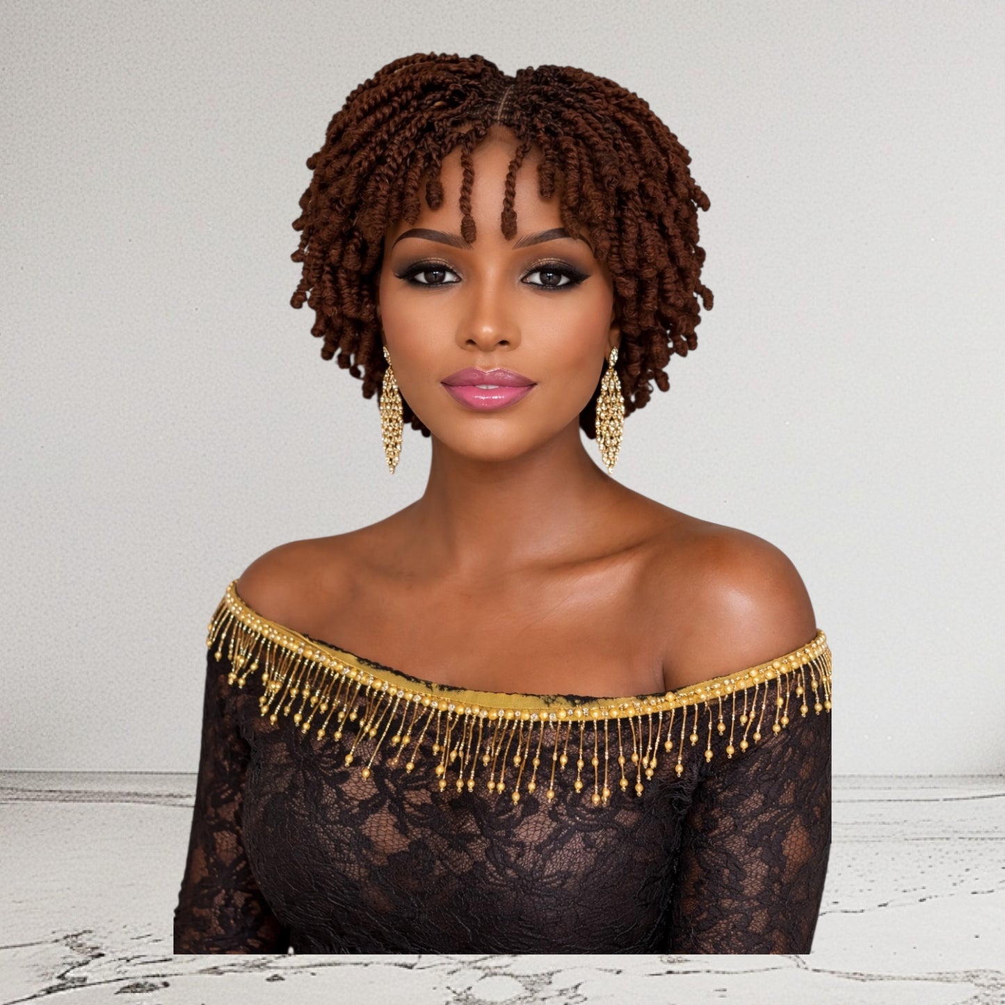 HB Short Twisted Kinky Braided Wig