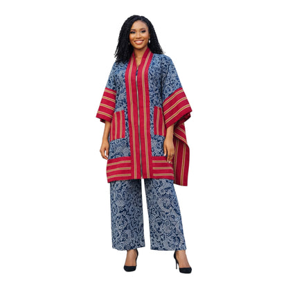 CRZ Royal Apparel Ankara Kimono Jacket and Pant Set With Zipper
