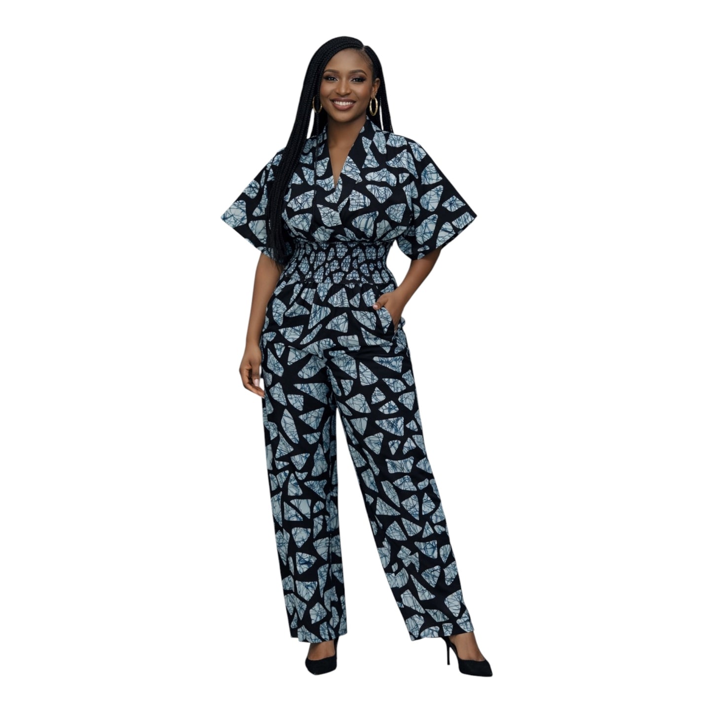 CRZ Crop Top With Smoked Wasitline and Palazzo Trouser
