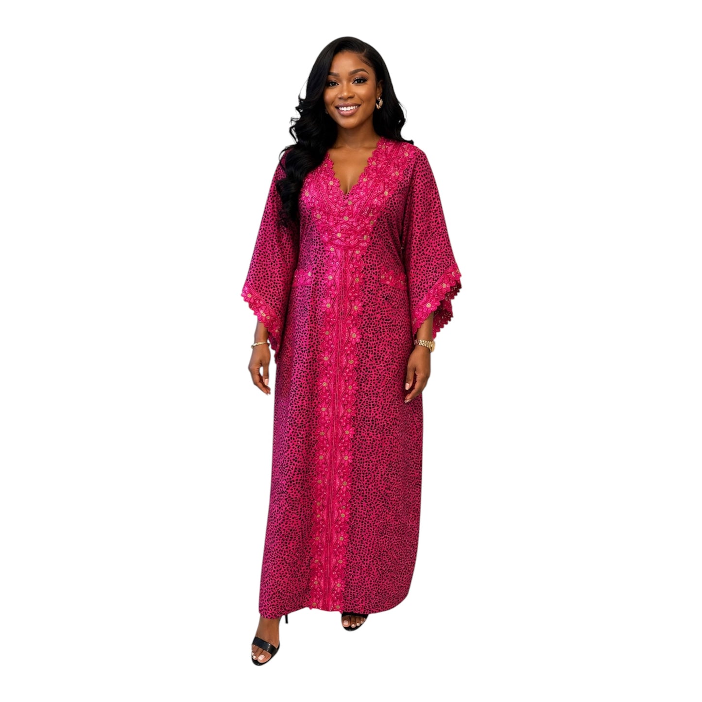CRZ Elegant Ankara Long Dress Embellished With Rhinestones