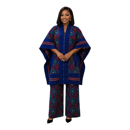 CRZ Royal Apparel Ankara Kimono Jacket and Pant Set With Zipper