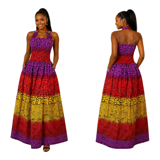 CRZ Halter Neck Open Back Smoked Bust and Waist Design