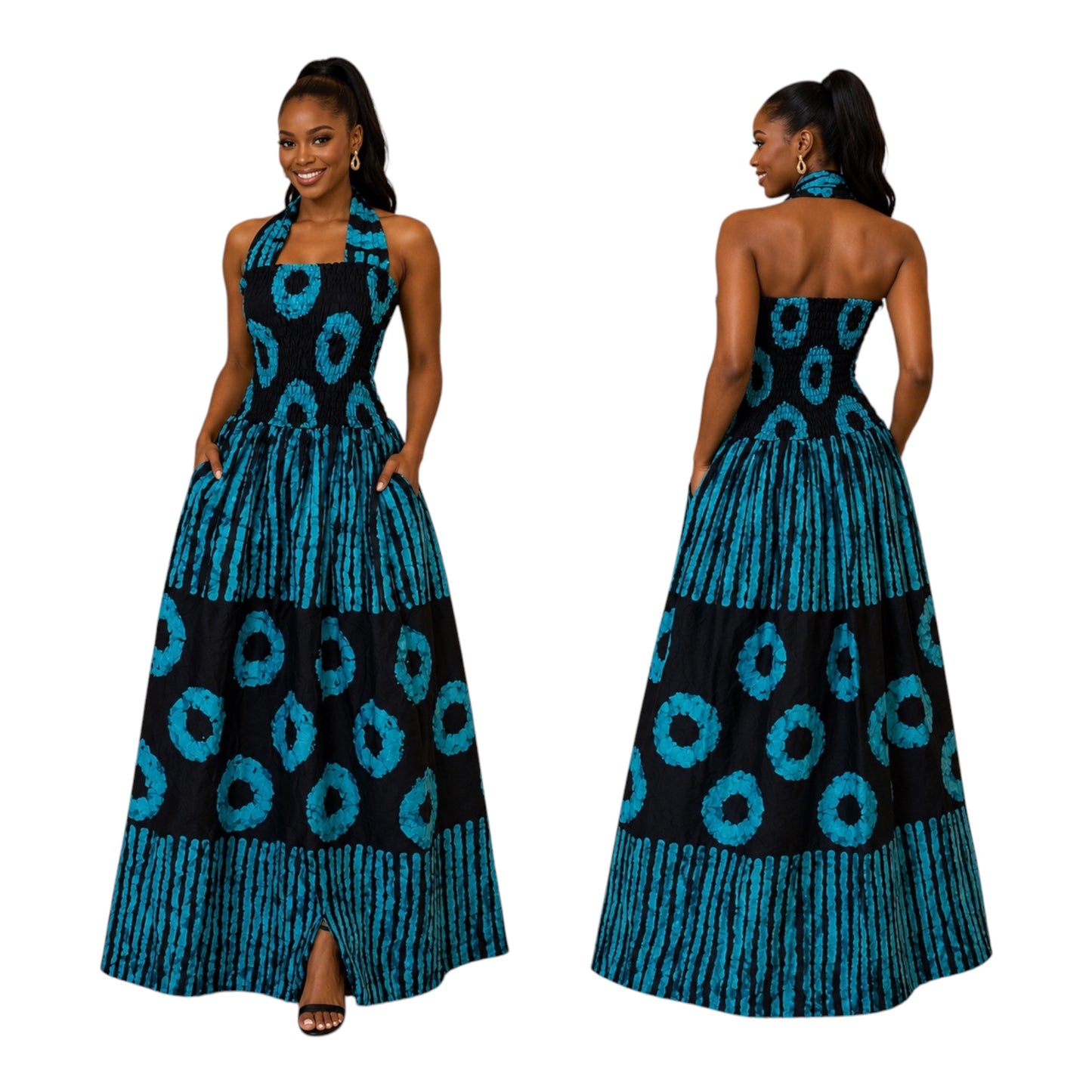 CRZ Halter Neck Open Back Smoked Bust and Waist Design