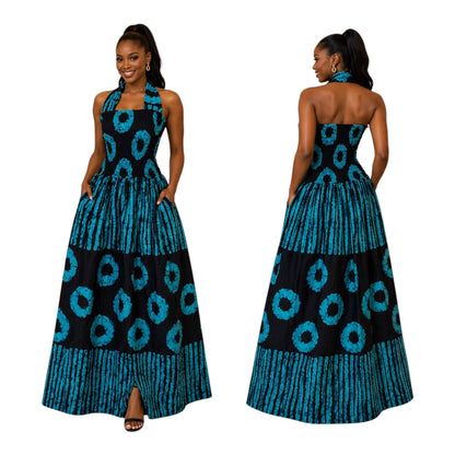 CRZ Halter Neck Open Back Smoked Bust and Waist Design