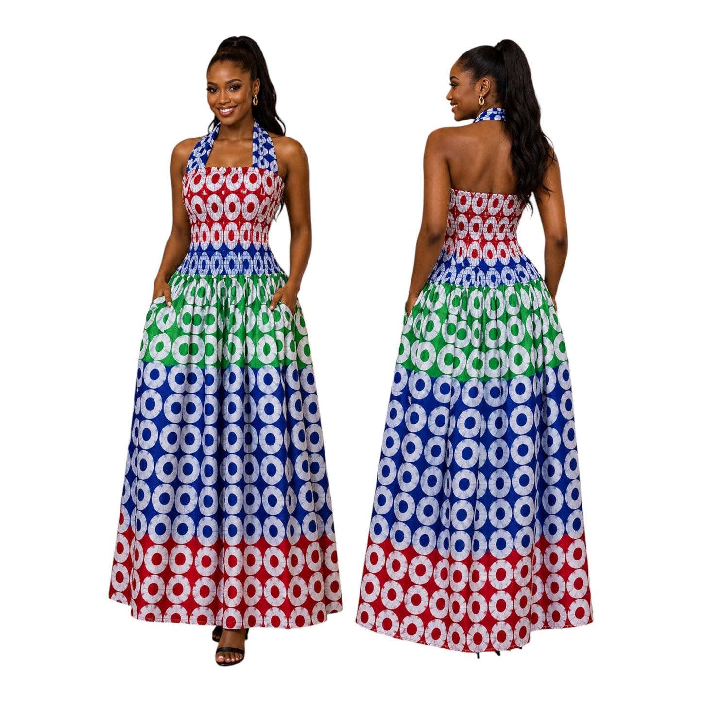 CRZ Halter Neck Open Back Smoked Bust and Waist Design