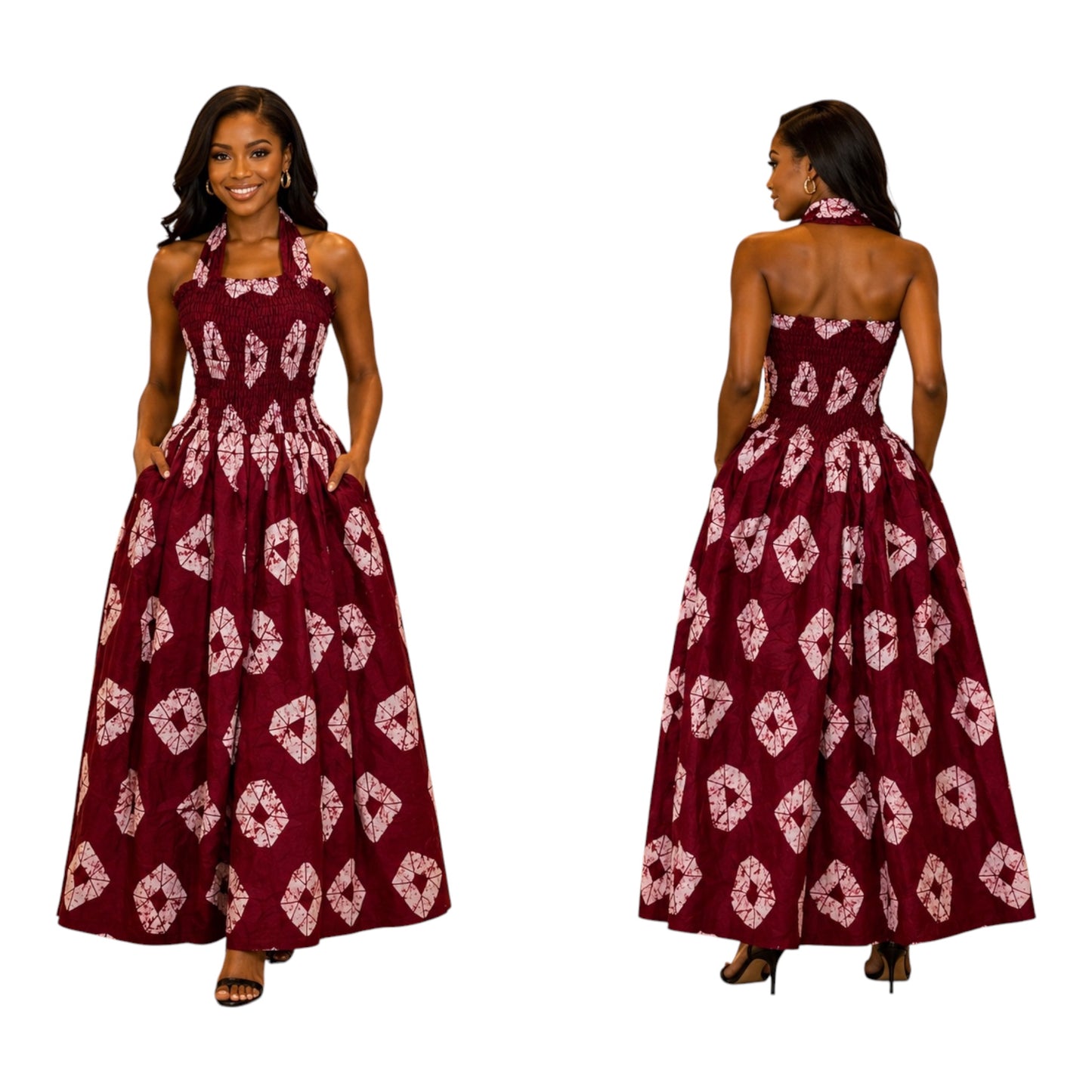 CRZ Halter Neck Open Back Smoked Bust and Waist Design