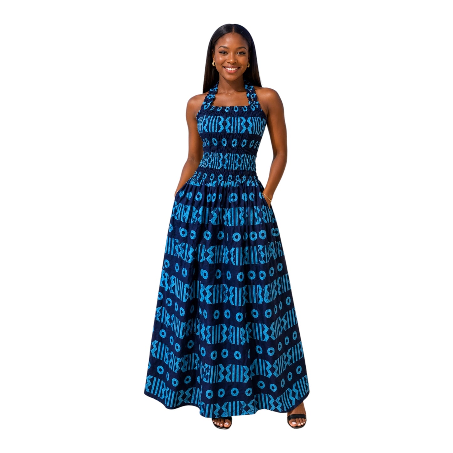 CRZ Halter Neck Open Back Smoked Bust and Waist Design