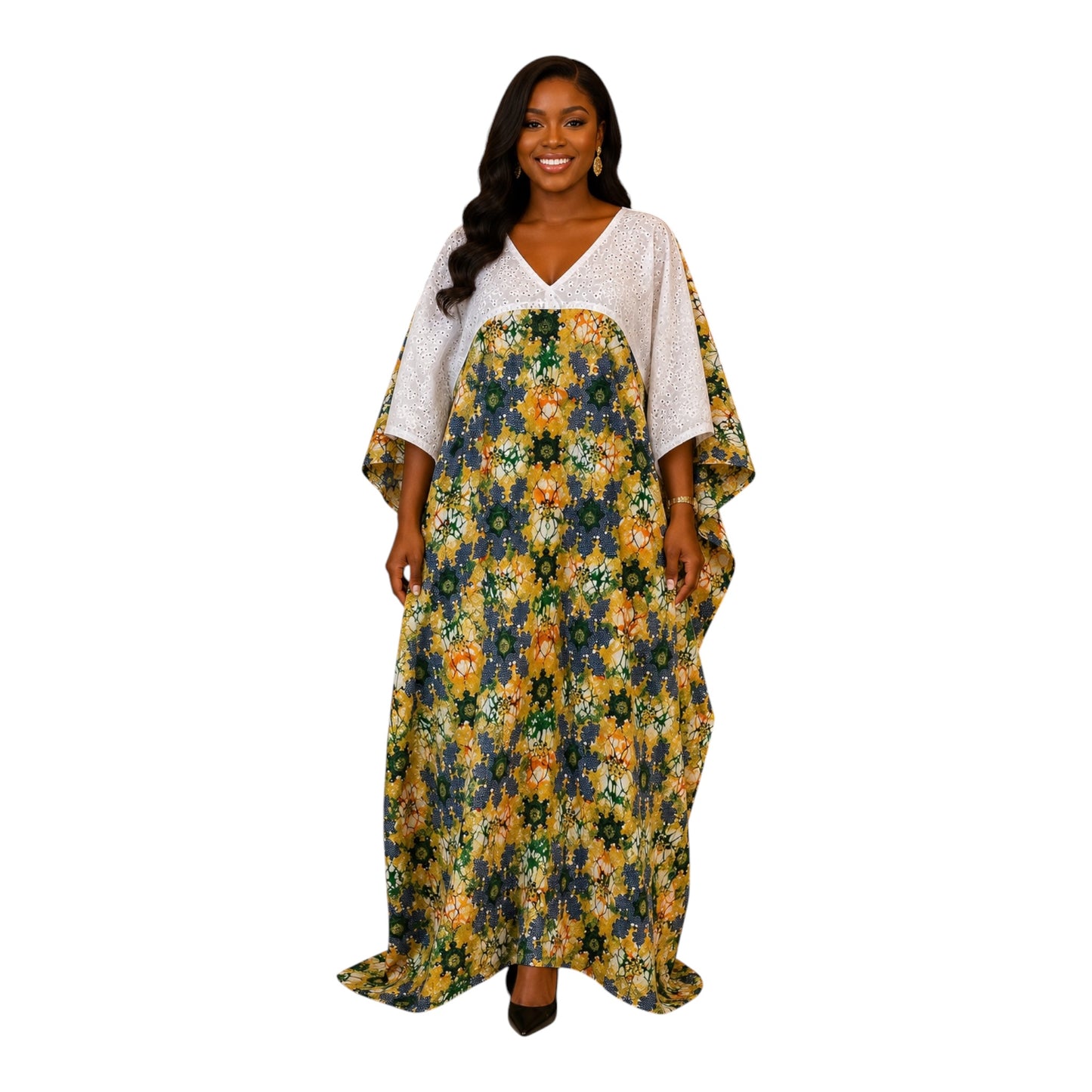 CRZ Elegant Ankara and Dry Lace Bubu Gown