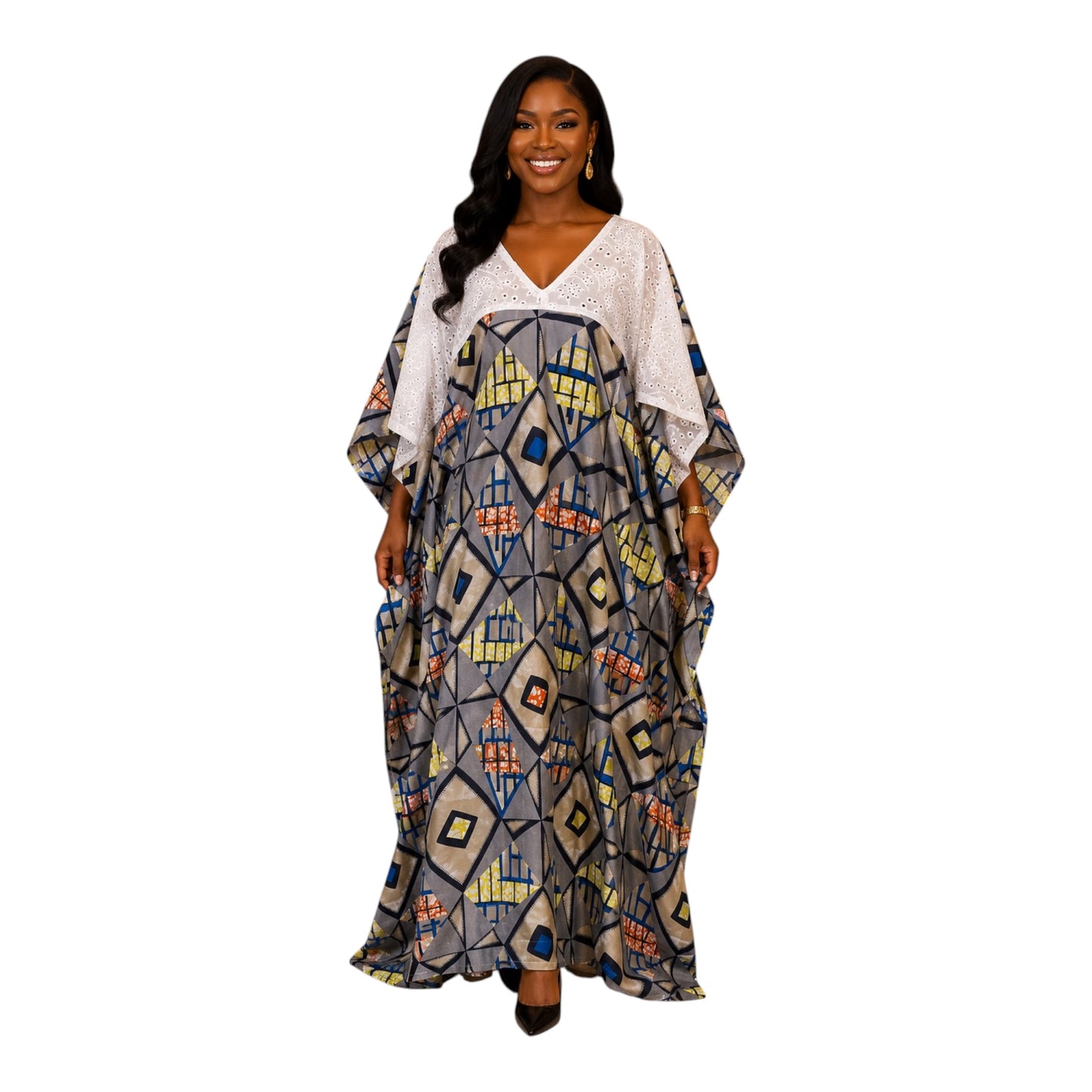 CRZ Elegant Ankara and Dry Lace Bubu Gown