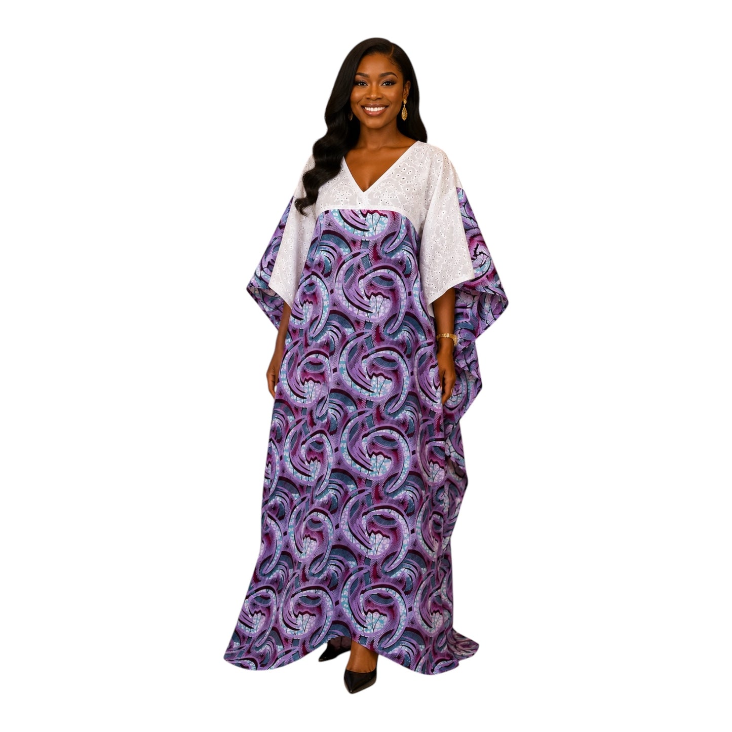 CRZ Elegant Ankara and Dry Lace Bubu Gown