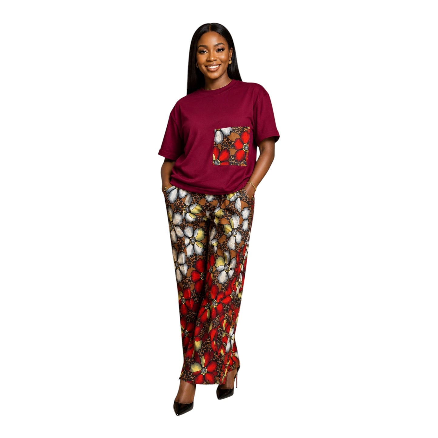 CRZ Round Neck/V Neck Top and Ankara Double Side Cargo Pant