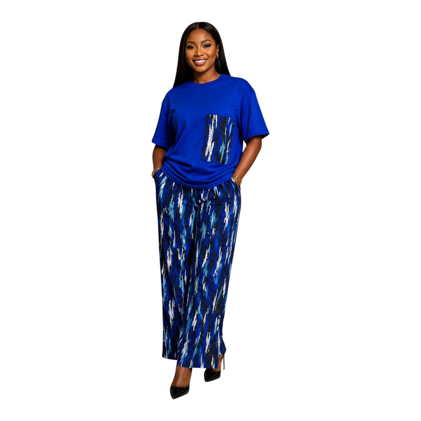 CRZ Round Neck/V Neck Top and Ankara Double Side Cargo Pant