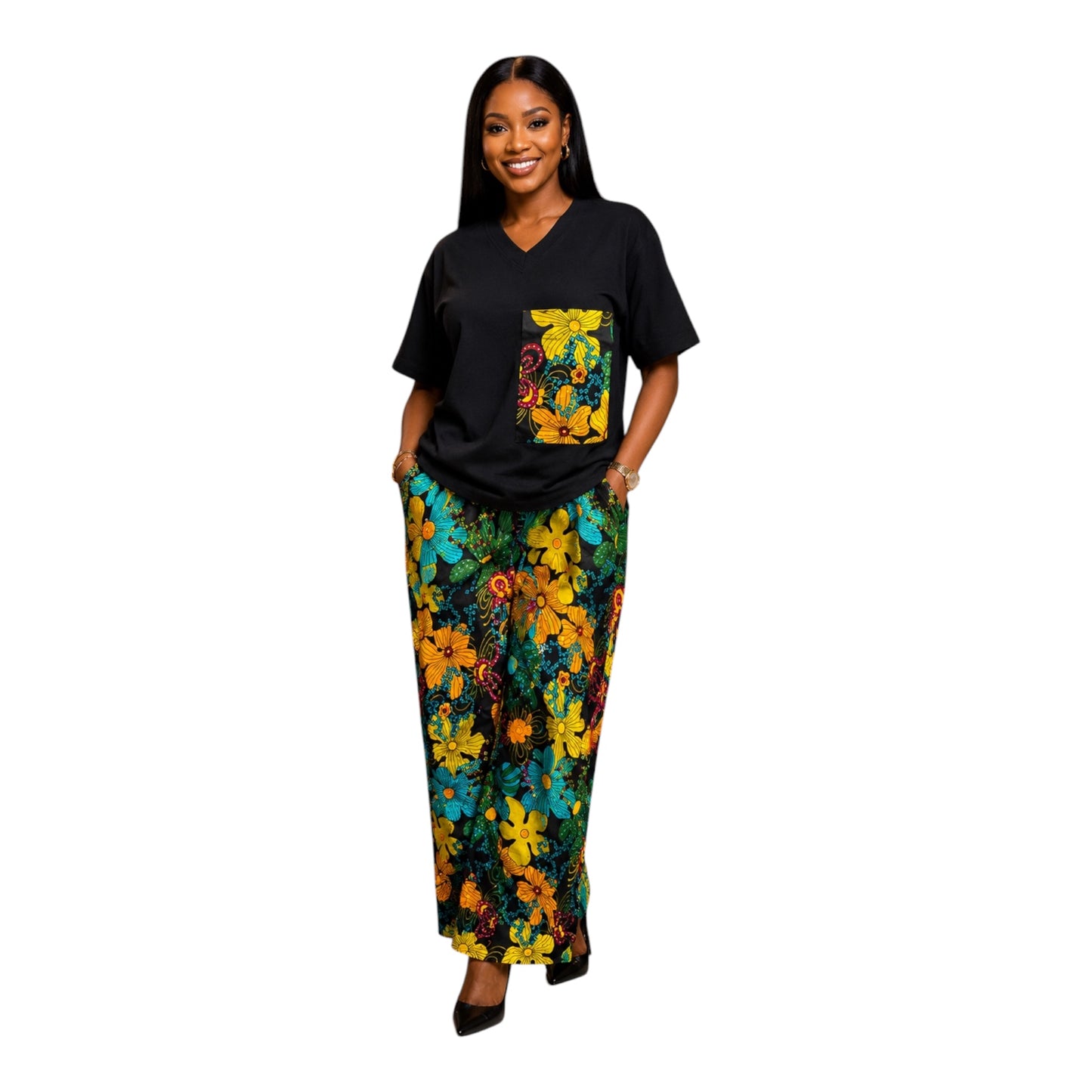 CRZ Round Neck/V Neck Top and Ankara Double Side Cargo Pant