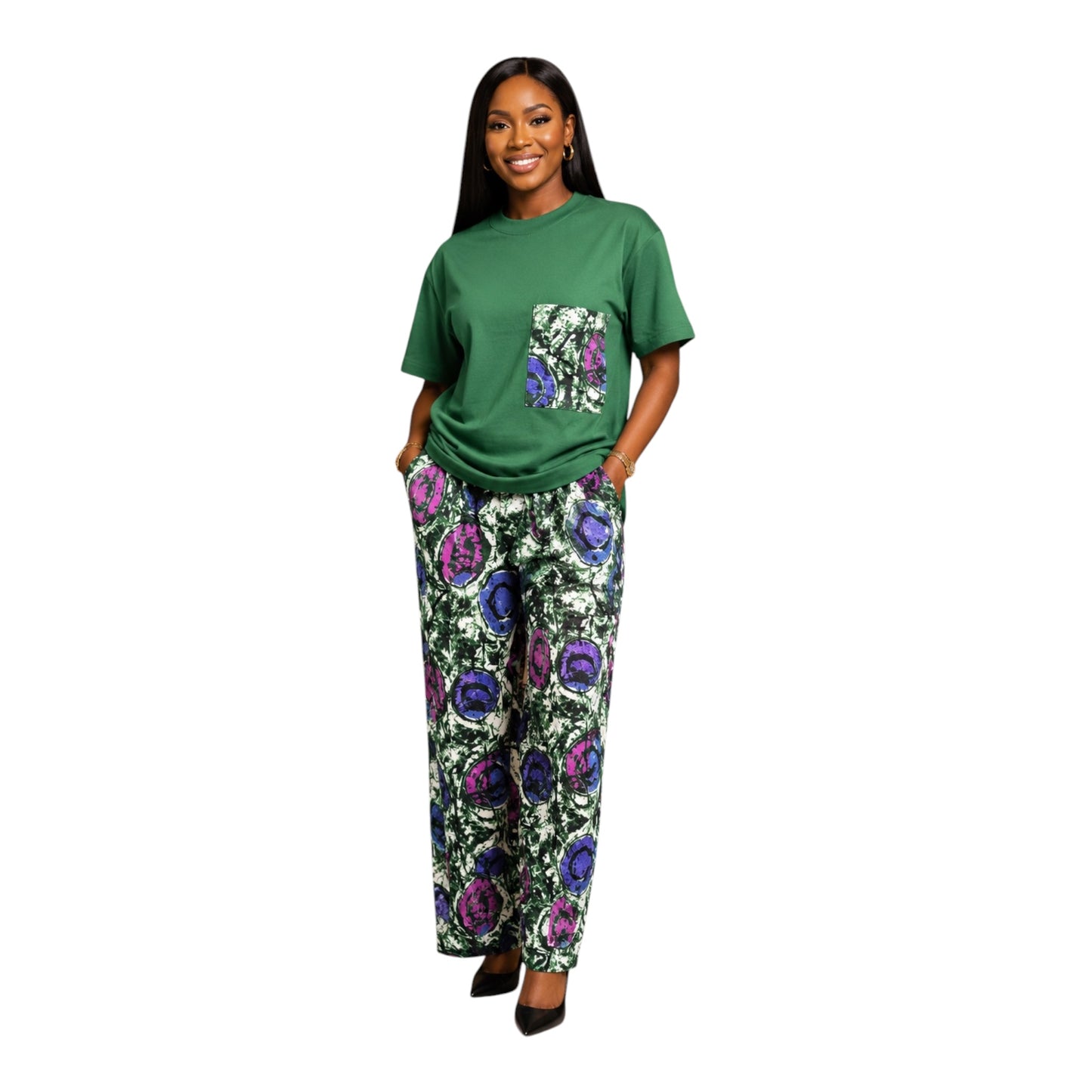 CRZ Round Neck/V Neck Top and Ankara Double Side Cargo Pant