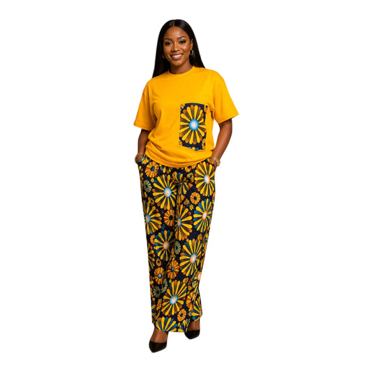 CRZ Round Neck/V Neck Top and Ankara Double Side Cargo Pant
