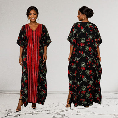 CC Stone Ankara Long Dress Designed With Aso Oke