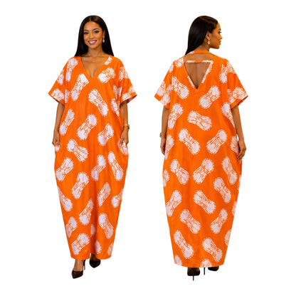 CRZ Bloom Ankara Long Gown With Double Back Band