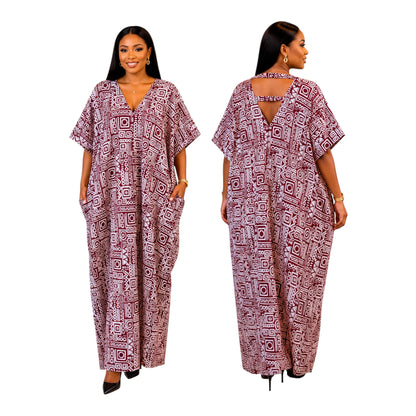 CRZ Bloom Ankara Long Gown With Double Back Band